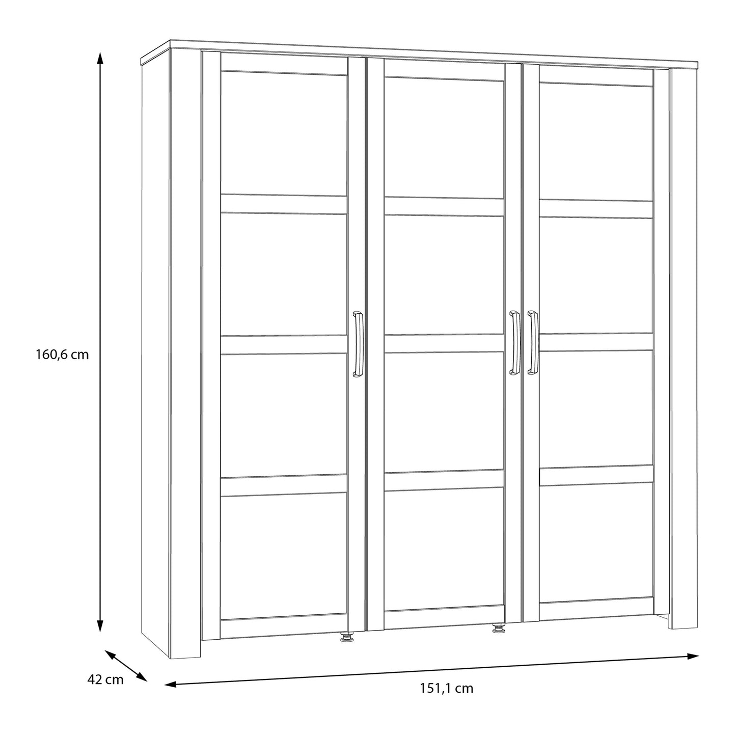 Bohol 3 Door Large Display Cabinet in Riviera Oak/Grey