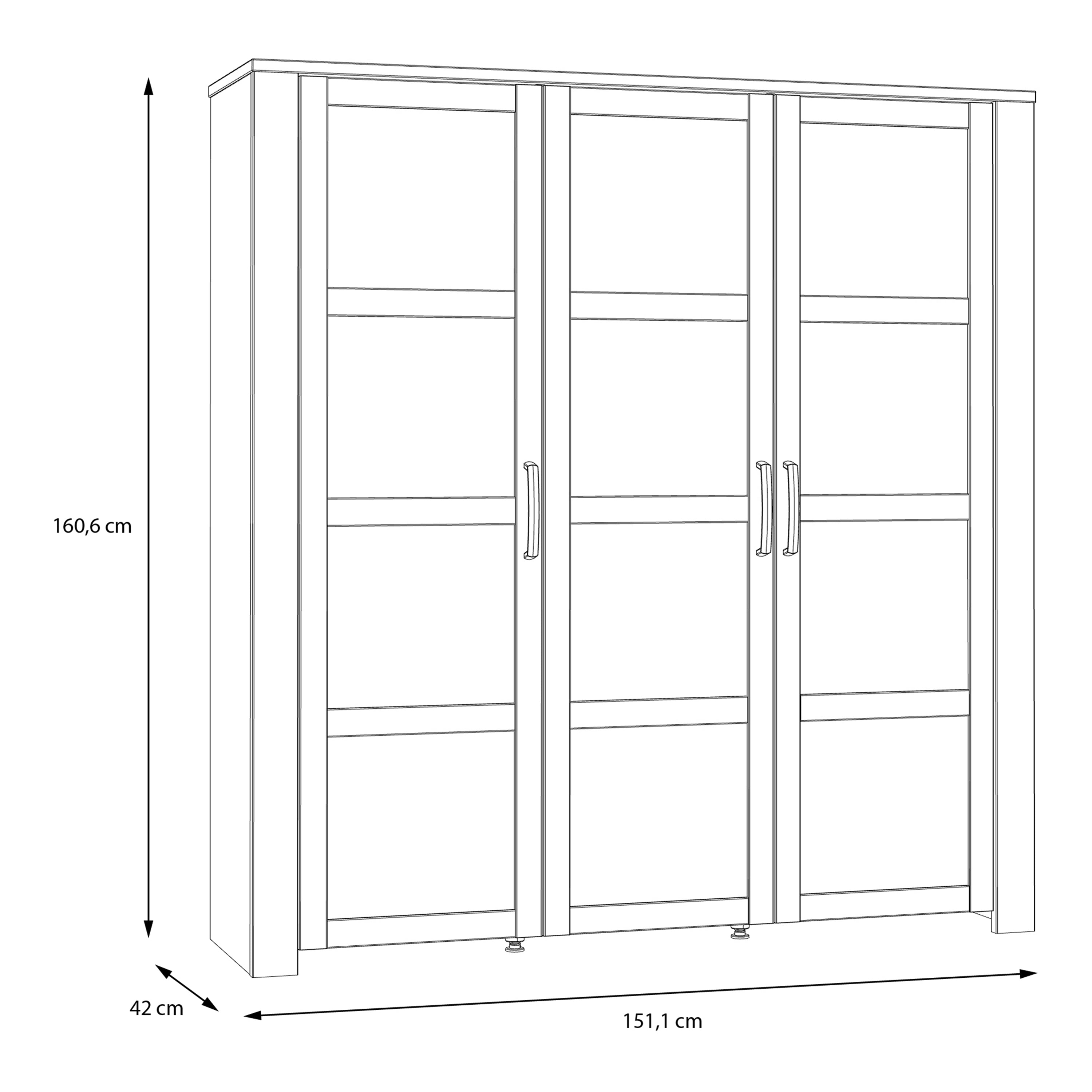 Bohol 3 Door Large Display Cabinet in Riviera Oak/Grey