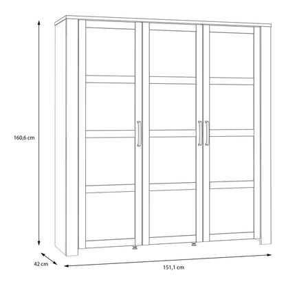 Bohol 3 Door Large Display Cabinet in Riviera Oak/Grey