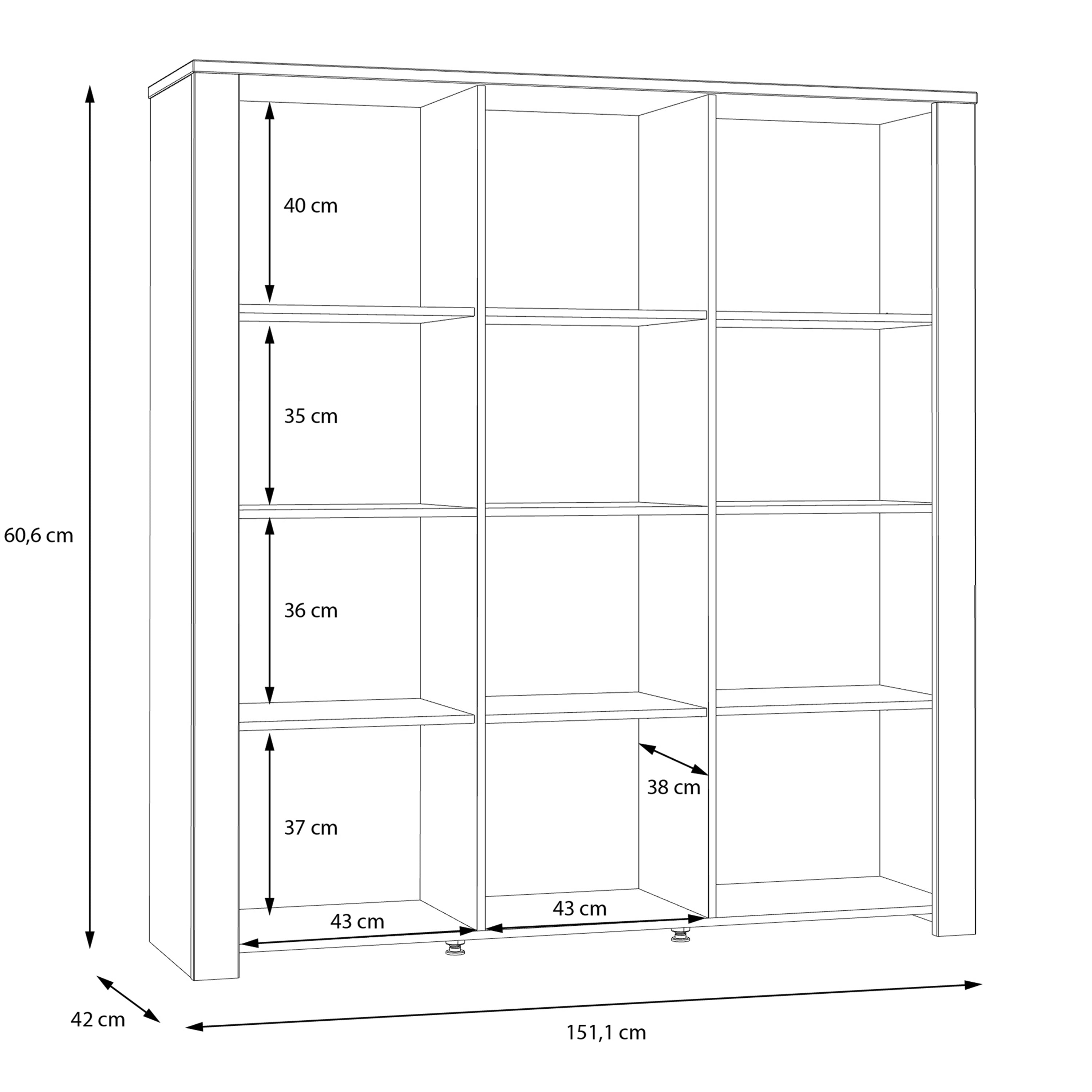 Bohol 3 Door Large Display Cabinet in Riviera Oak/Grey