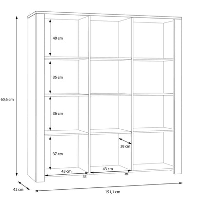 Bohol 3 Door Large Display Cabinet in Riviera Oak/Grey