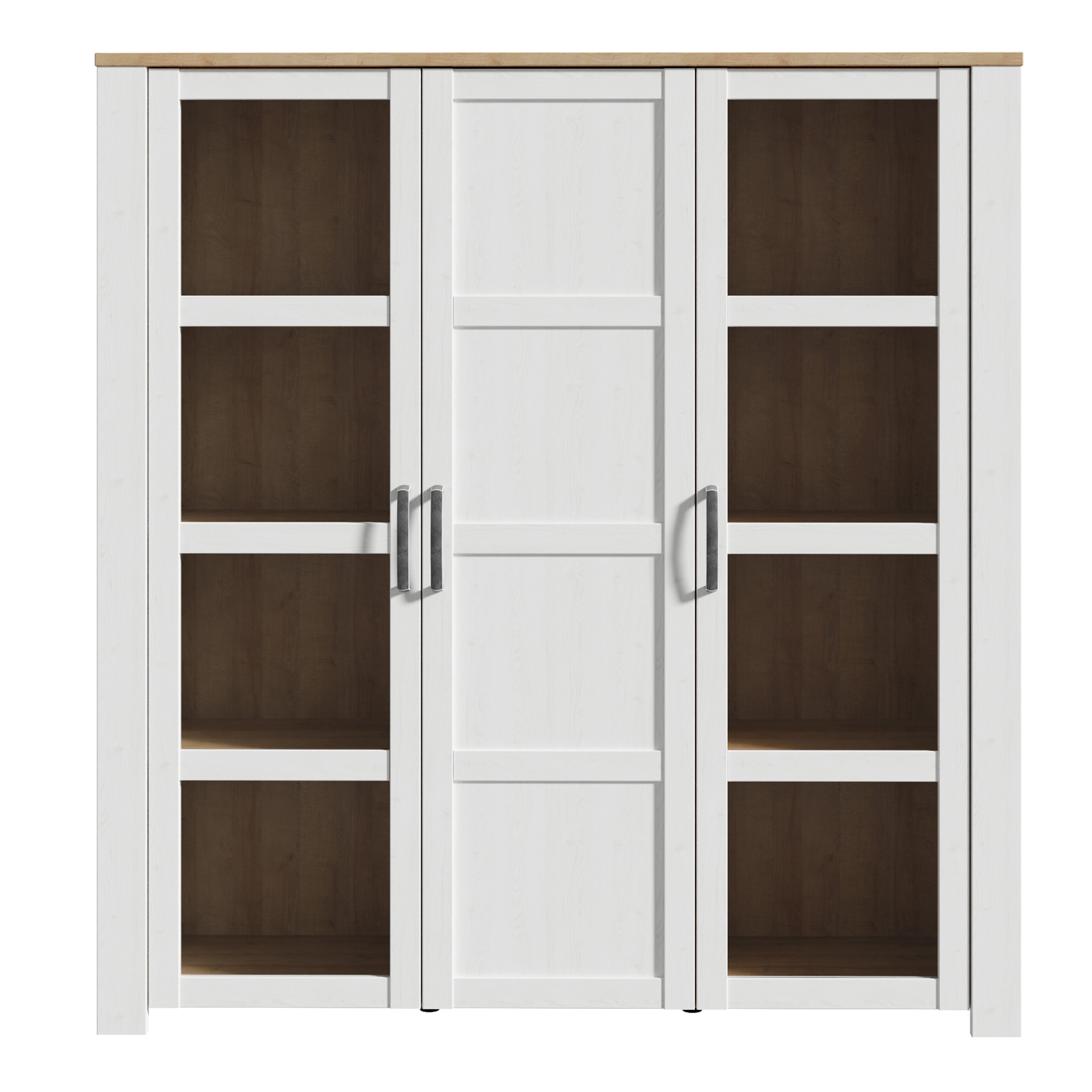 Bohol 3 Door Large Display Cabinet in Riviera Oak/White