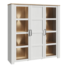 Bohol 3 Door Large Display Cabinet in Riviera Oak/White - Furniture One Shop
