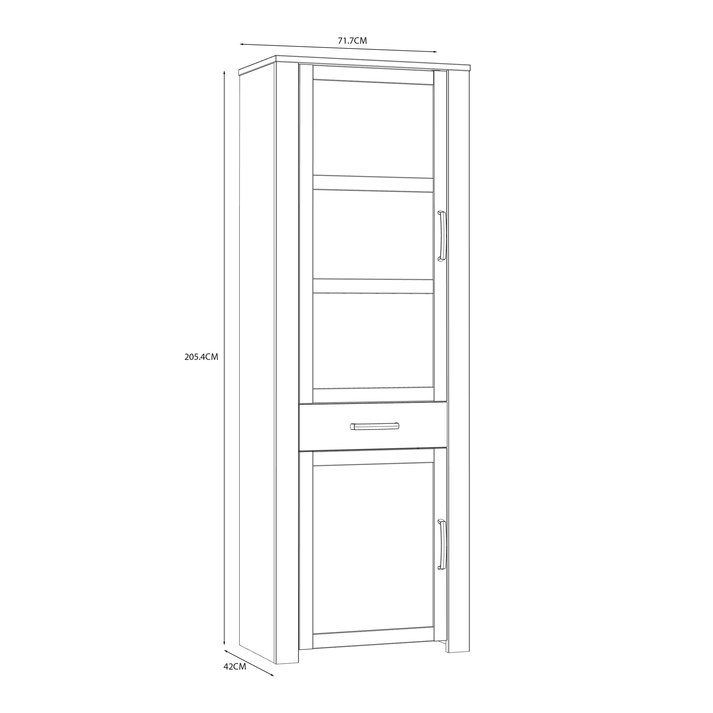 Bohol 2 Door 1 Drawer Narrow Display Cabinet in Riviera Oak/Navy