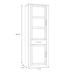 Bohol 2 Door 1 Drawer Narrow Display Cabinet in Riviera Oak/Grey Oak - Furniture One Shop