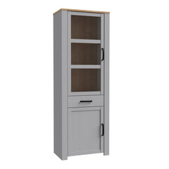 Bohol 2 Door 1 Drawer Narrow Display Cabinet in Riviera Oak/Grey Oak - Furniture One Shop