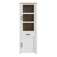 Bohol 2 Door 1 Drawer Narrow Display Cabinet in Riviera Oak/White - Furniture One Shop