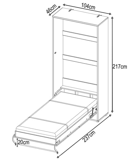 CP-03 Vertical Wooden Wall Single Bed in Matt Grey 90cm