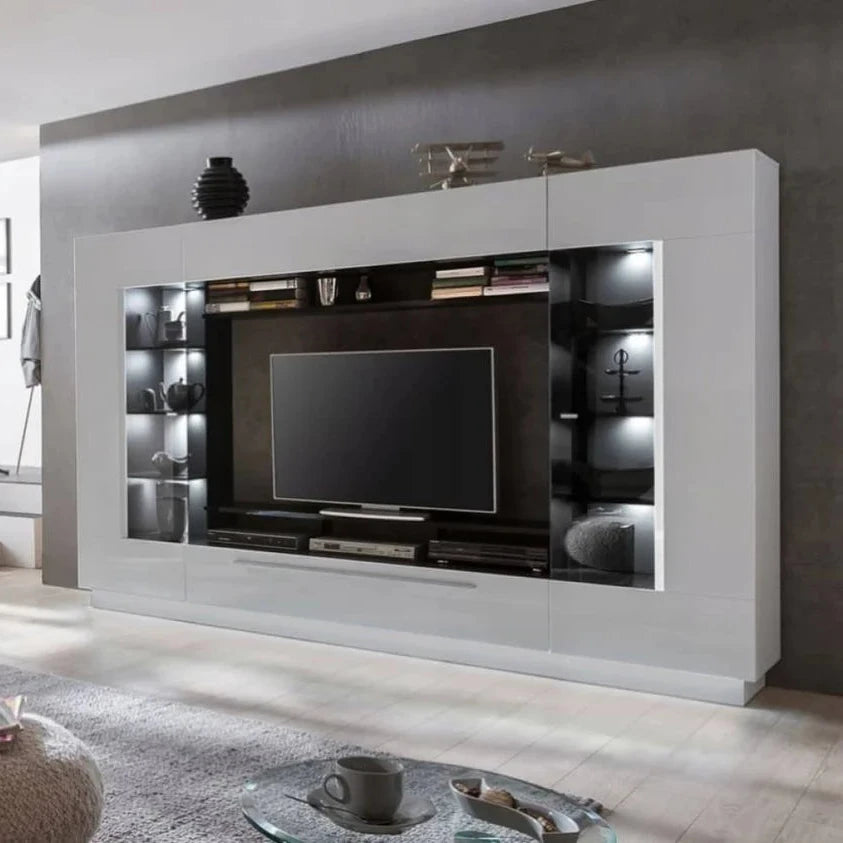 Sensis Wooden Wall Entertainment Unit in White High Gloss