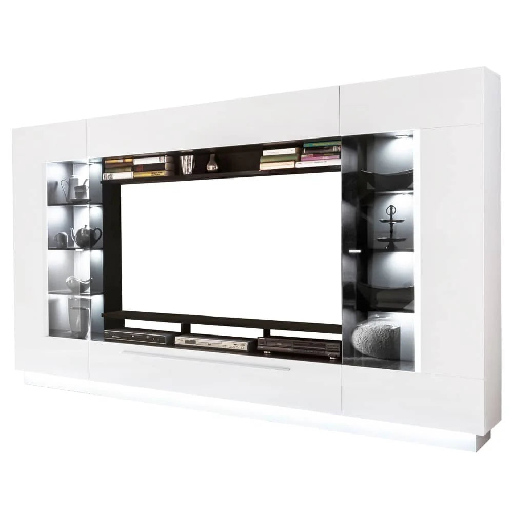 Sensis Wooden Wall Entertainment Unit in White High Gloss