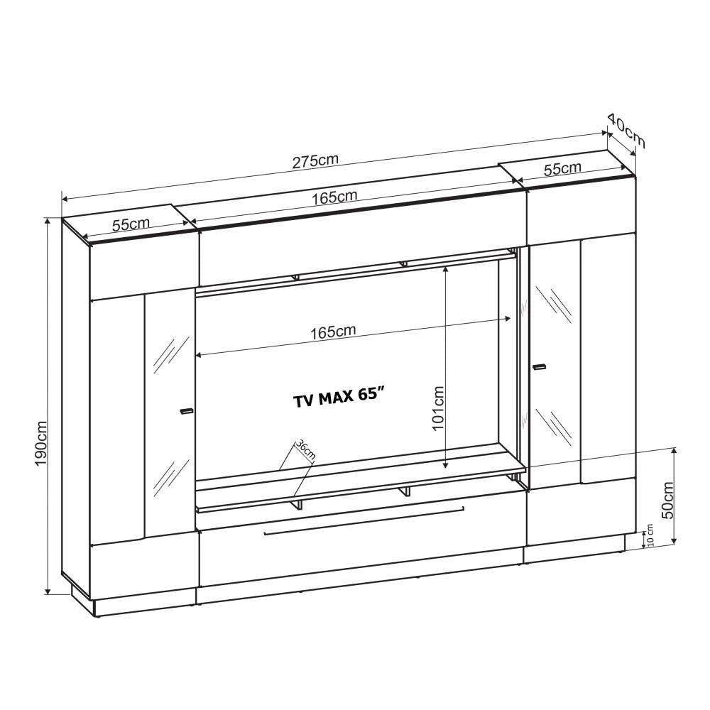 Sensis Wooden Wall Entertainment Unit in White High Gloss