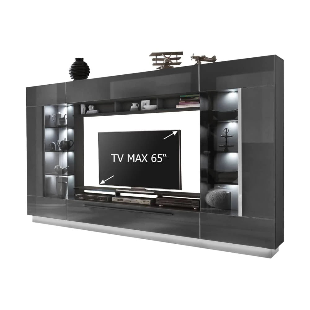 Denira Wooden Wall Entertainment Unit in Graphite Grey