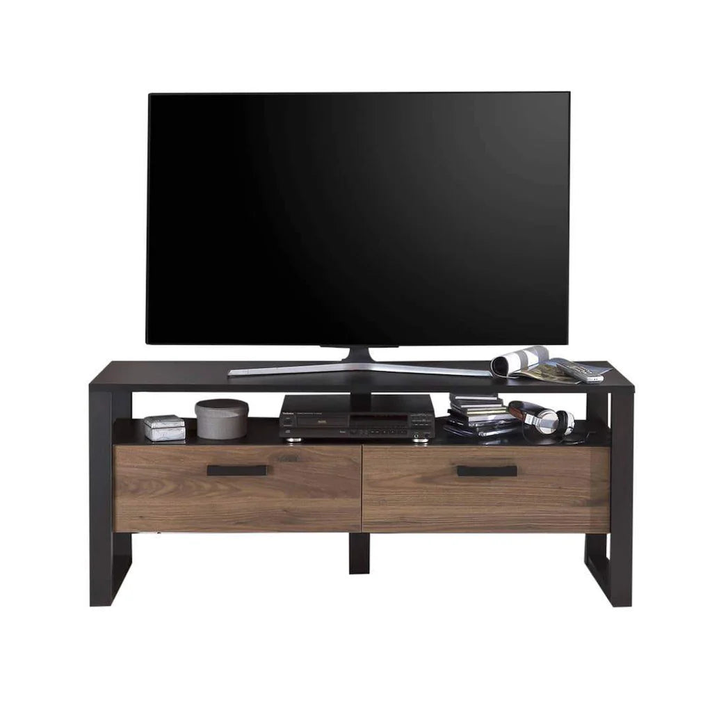 Nordi Wooden TV Cabinet in Okapi Walnut and Black Matt - 151cm