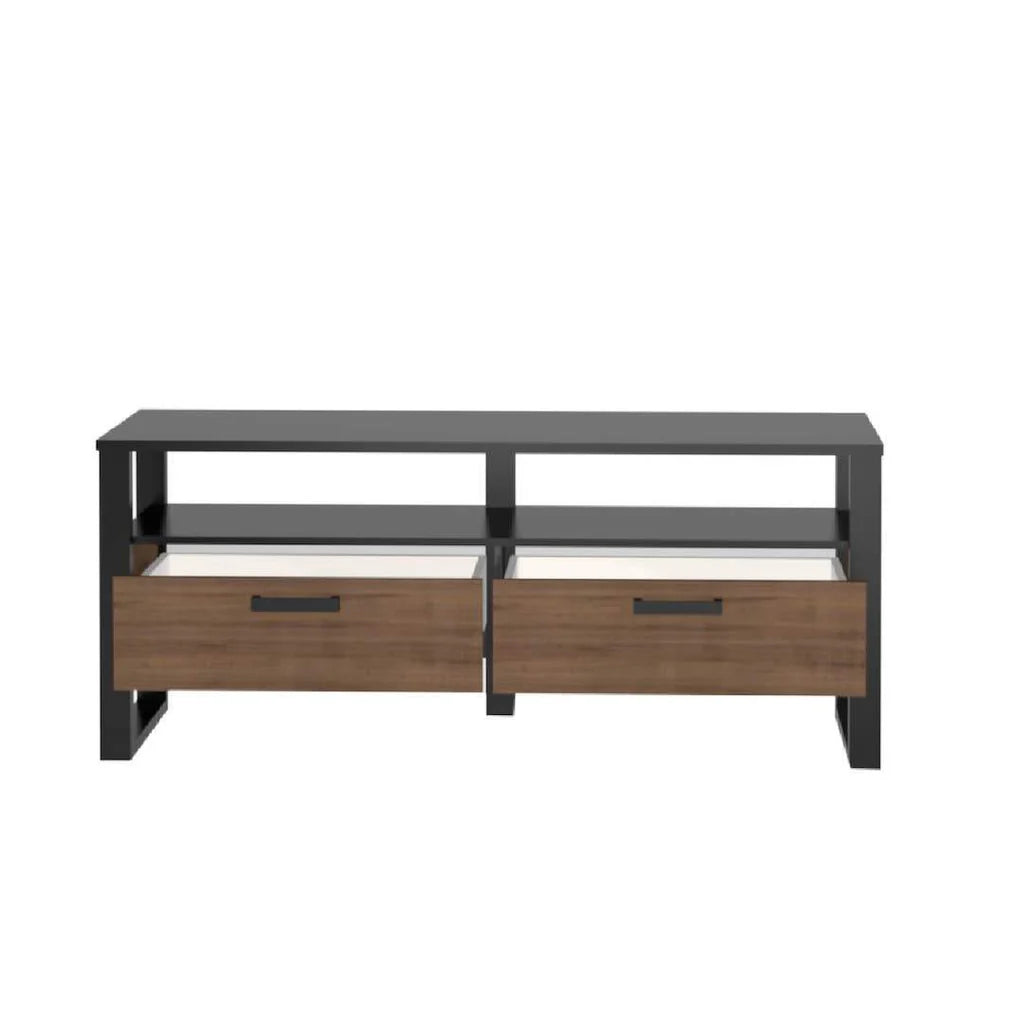 Nordi Wooden TV Cabinet in Okapi Walnut and Black Matt - 151cm