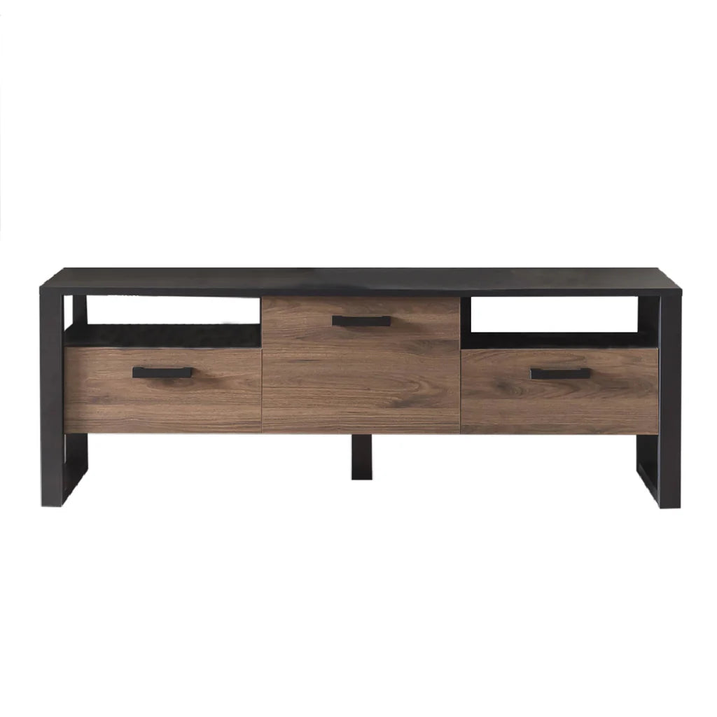 Nordi Wooden TV Cabinet in Okapi Walnut and Black Matt - 181cm