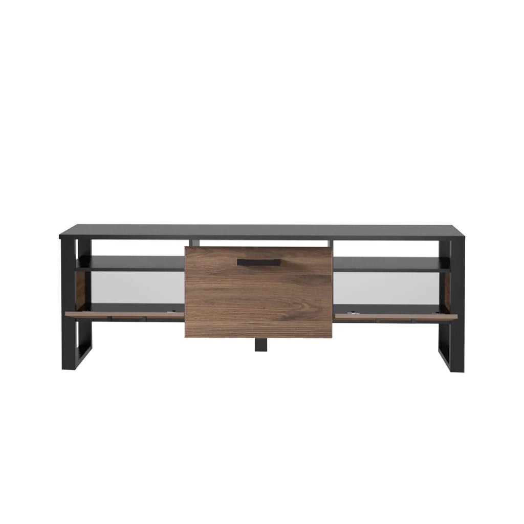 Nordi Wooden TV Cabinet in Okapi Walnut and Black Matt - 181cm