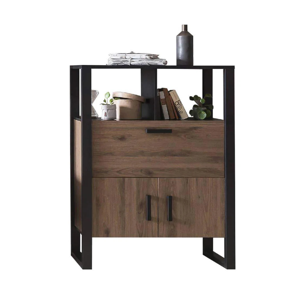 Nordi Wooden Sideboard Cabinet in Okapi Walnut and Black Matt - 101cm