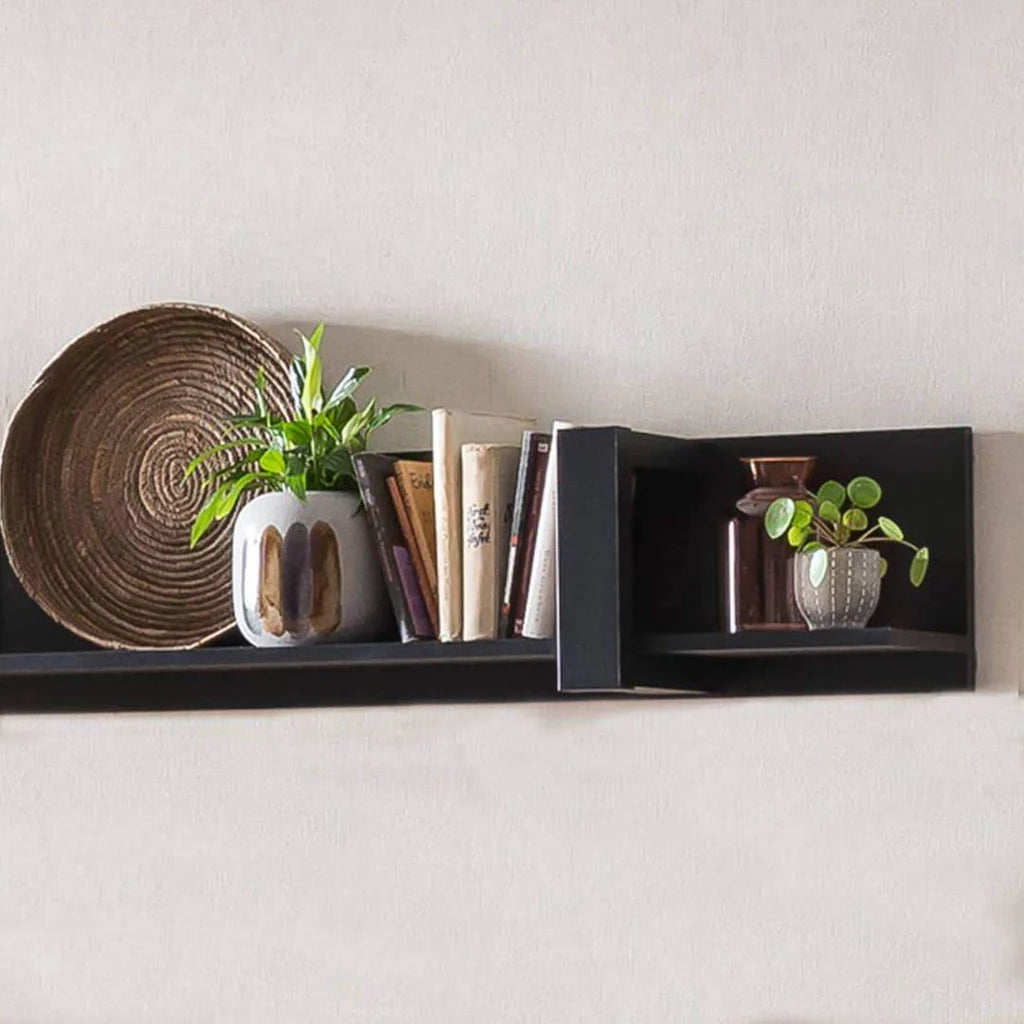 Nordi Wooden Wall Shelf in Black Matt - 180cm