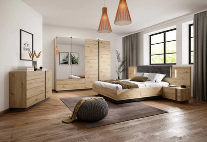 Arco Wooden Bedside Cabinets in Oak Artisan