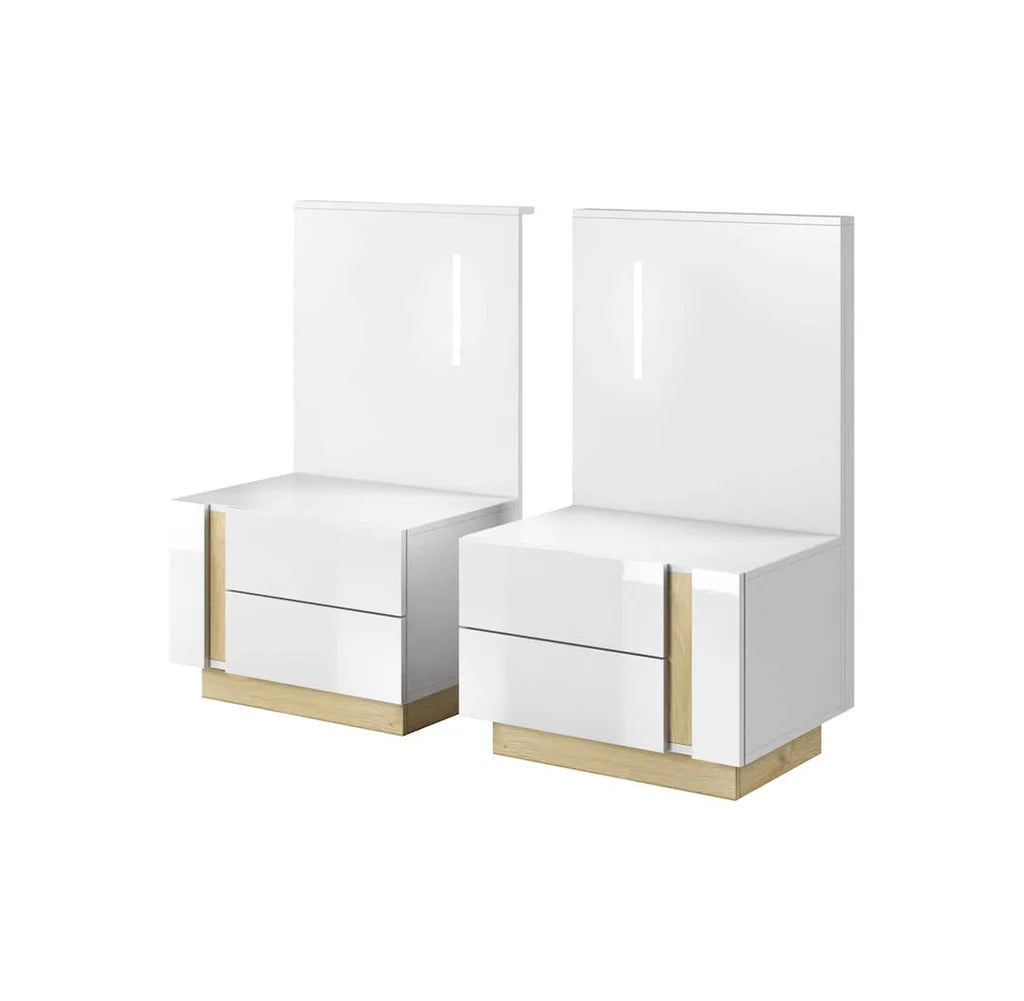 Arco Wooden Bedside Cabinets in White