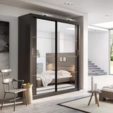 Arti AR-03 Wardrobe with 2 Mirrored Sliding Doors in Matt Black