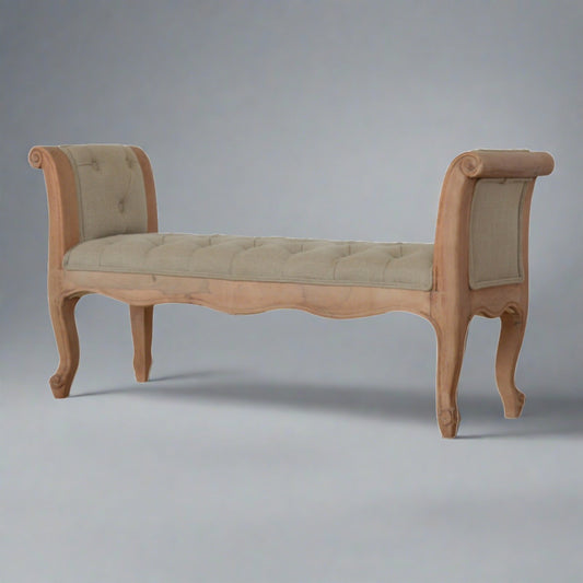 Cuisine Chaise Carved French Style Mud Linen Bench