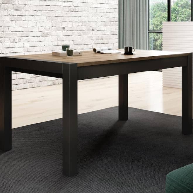 Aktiv Wooden Extending Dining Table in Oak Taurus and Black Matt - 160cm