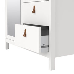 Barcelona Wardrobe with 1 Door 1 Mirror Door 2 Drawers in White - Furniture One Shop