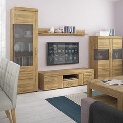 Cortina Wooden Wall Shelf in Grandson Oak - 156cm - Furniture One Shop