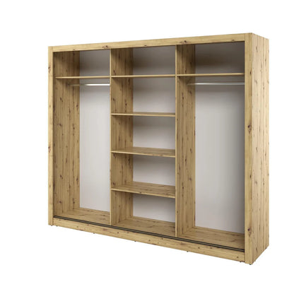 Arti AR-02 Wardrobe with 3 Mirrored Sliding Doors in Artisan Oak