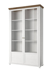 Evora Tall Wooden 2 Door Display Cabinet and Oak Lefkas - 126cm - Furniture One Shop