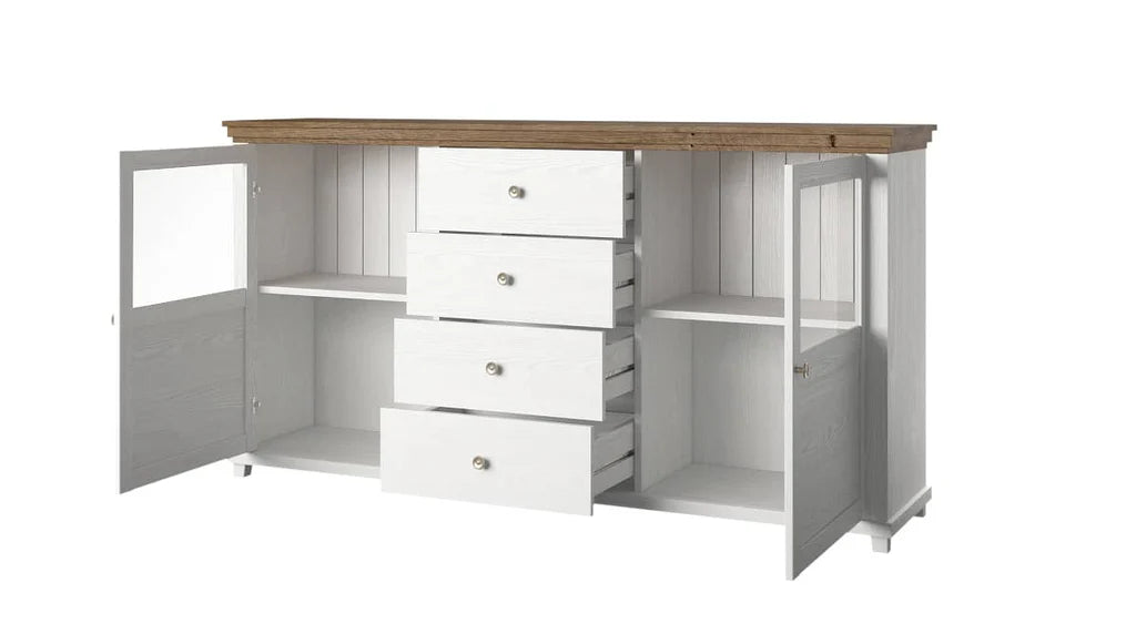 Evora Wooden 2 Door 4 Drawer Sideboard in Abisko Ash