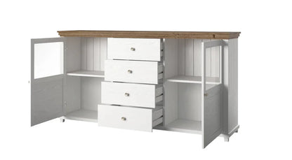 Evora Wooden 2 Door 4 Drawer Sideboard in Abisko Ash