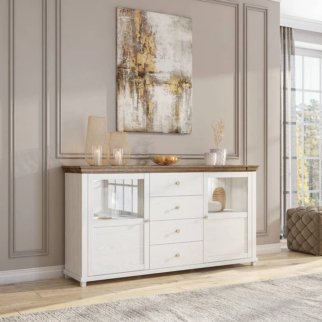 Evora Wooden 2 Door 4 Drawer Sideboard in Abisko Ash