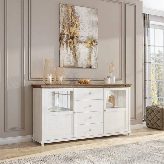 Evora Wooden 2 Door 4 Drawer Sideboard in Abisko Ash