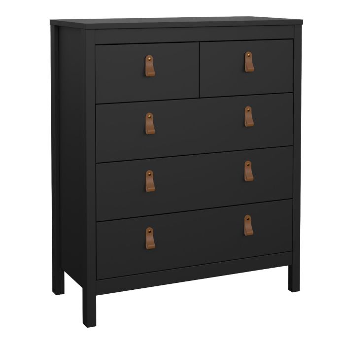 Barcelona Package - Bedside Table 2 drawers + Chest 3+2 drawer + Wardrobe with 2 doors in Matt Black