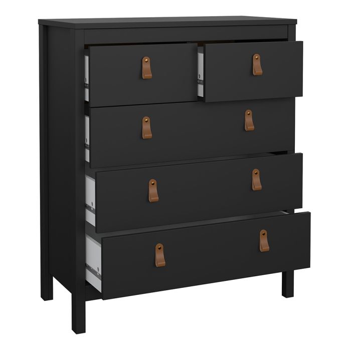 Barcelona Package - Bedside Table 2 drawers + Chest 3+2 drawer + Wardrobe with 2 doors in Matt Black