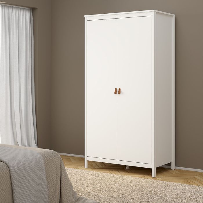 Barcelona Package - Bedside Table 2 drawers + Chest 3+2 drawer + Wardrobe with 2 doors in White