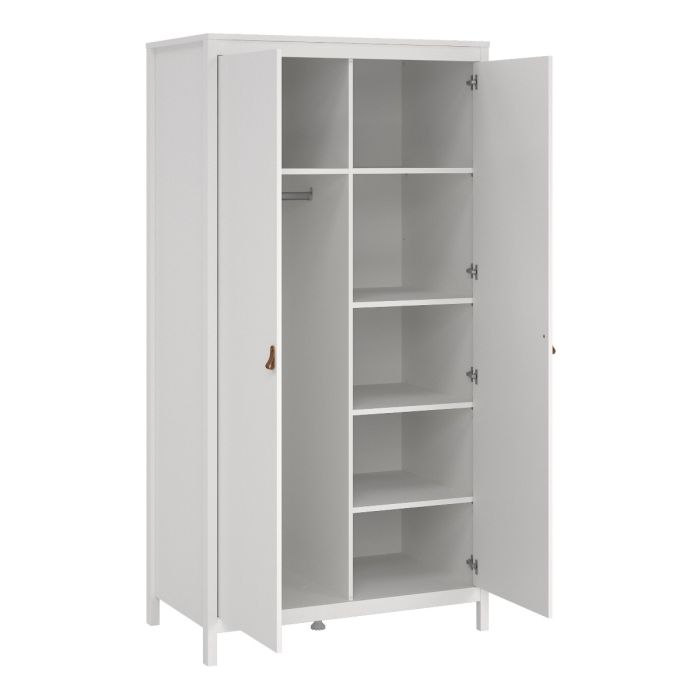 Barcelona Package - Bedside Table 2 drawers + Chest 3+2 drawer + Wardrobe with 2 doors in White