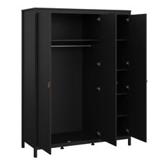 Barcelona Package - Bedside Table 2 drawers + Chest 3+2 drawer + Wardrobe with 3 doors in Matt Black - Furniture One Shop