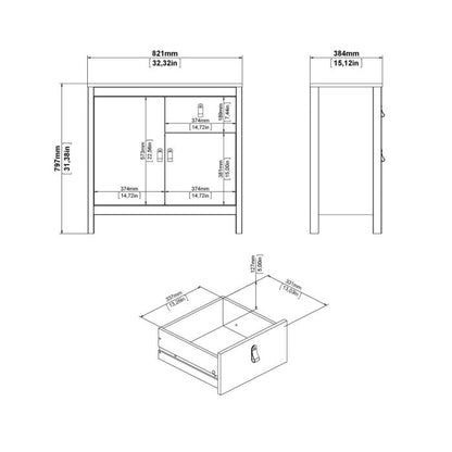 Barcelona Sideboard 2 Doors 1 Drawer in White