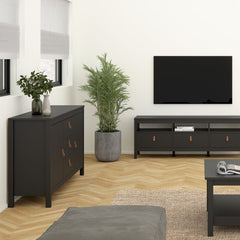 Barcelona Sideboard 2 Doors 3 Drawers in Matt Black - Furniture One Shop