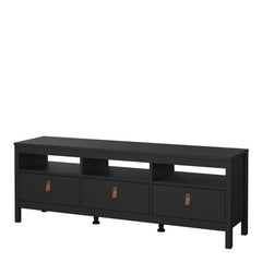 Barcelona TV Unit 3 Drawers in Matt Black - Furniture One Shop