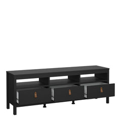 Barcelona TV Unit 3 Drawers in Matt Black - Furniture One Shop