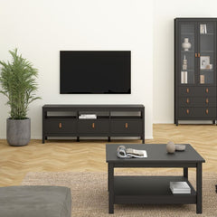 Barcelona TV Unit 3 Drawers in Matt Black - Furniture One Shop