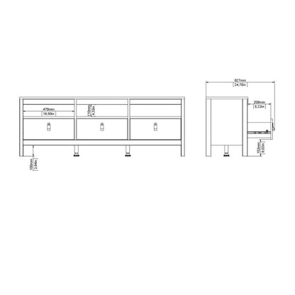 Barcelona Tv Unit 3 Drawers in White