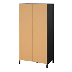 Barcelona Wardrobe with 1 Door 1 Mirror Door 2 Drawers in Matt Black - Furniture One Shop