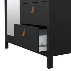 Barcelona Wardrobe with 1 Door 1 Mirror Door 2 Drawers in Matt Black - Furniture One Shop