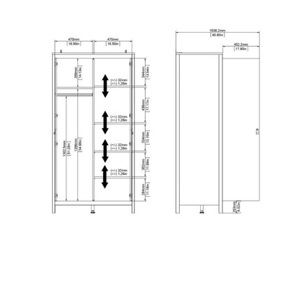 Barcelona Wardrobe with 2 Doors in White