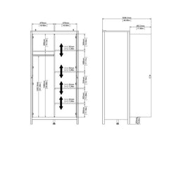 Barcelona Wardrobe with 2 Doors in White - Furniture One Shop